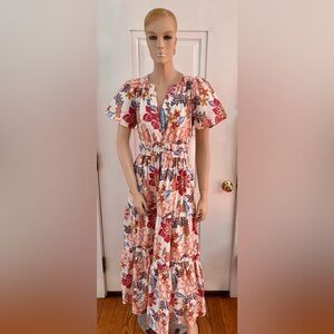 Anthropologie Multicolor Floral Midi Dress